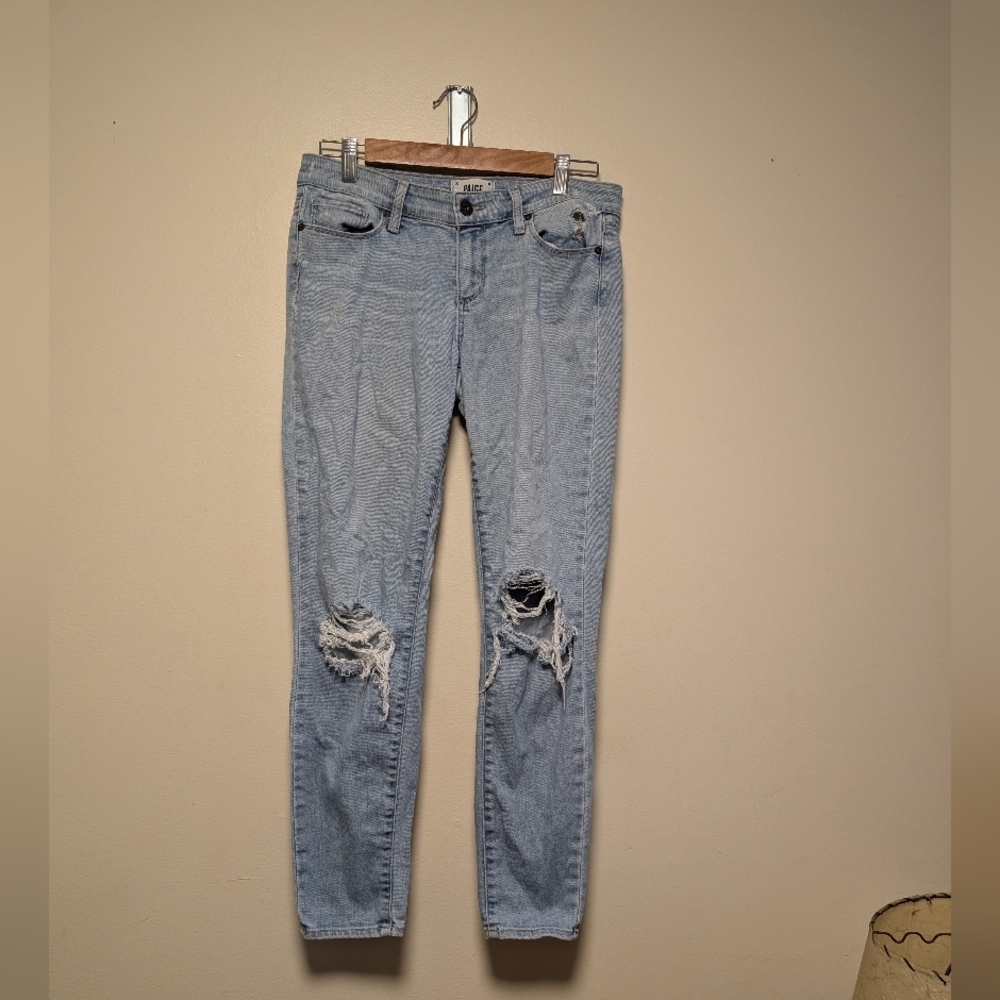 Paige Women’s Verdugo Ankle Jeans Distressed Light Wash Size 28